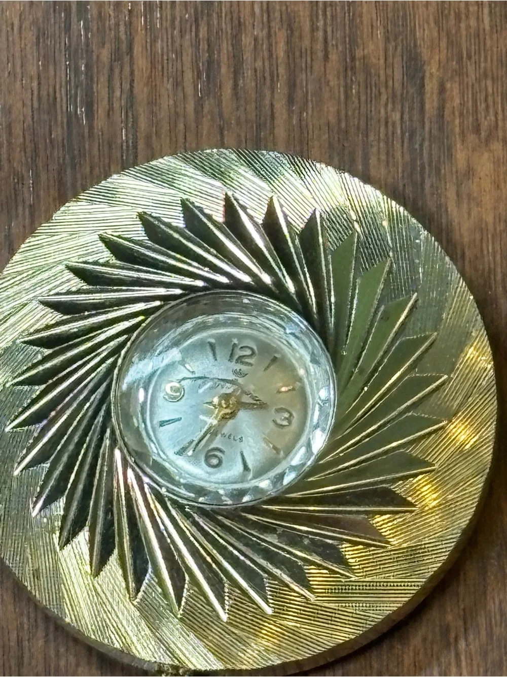 Vintage Gold Sunburst Wall Clock Decor - Unbranded